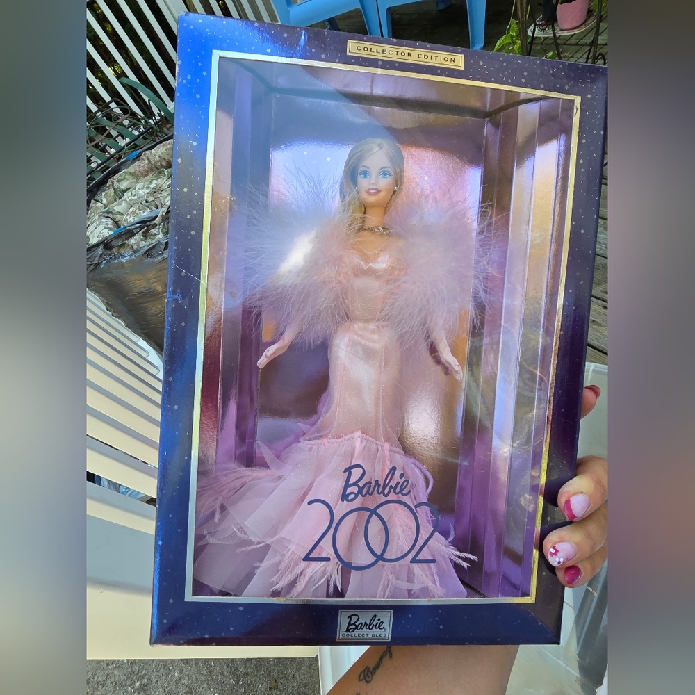 Barbie 2002 Doll in Pink Feathered Gown